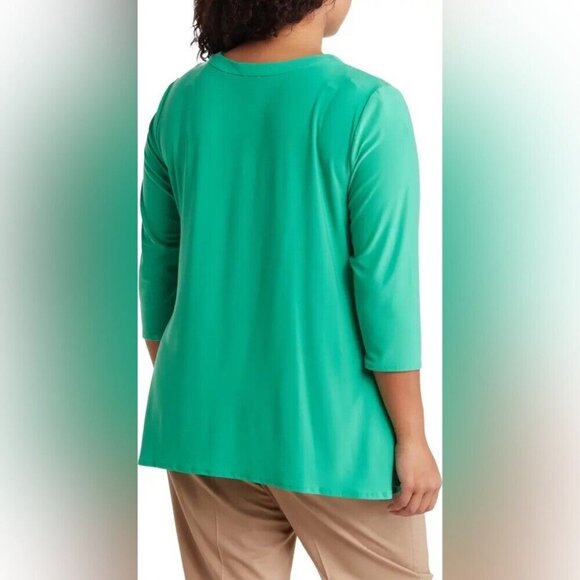 NWT Anne Klein Plus size 2X Top green stretch 3/4 Sleeves - Picture 2 of 9